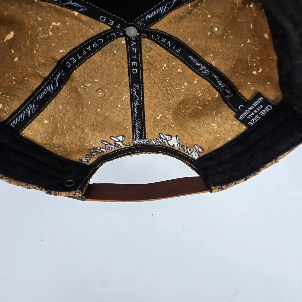 Earl Stevens Selections Cork Strapback‎ Hat Mens Gold Embroidered Crest OSFM